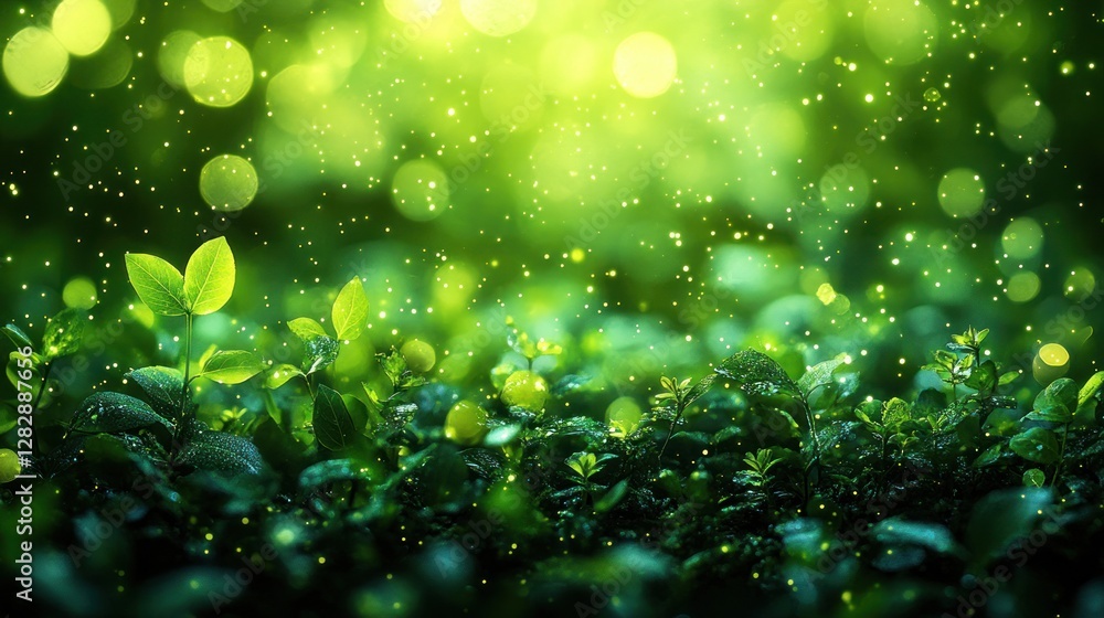 Lush green foliage, sparkling rain, forest background, nature website Lush green foliage, sparkling rain, forest background, nature website