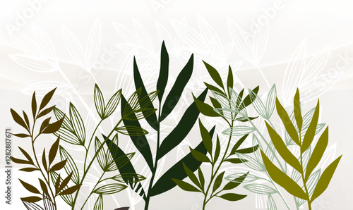 Tropical Tree Leaves Art Printable Design Art BG Design 821-2.eps