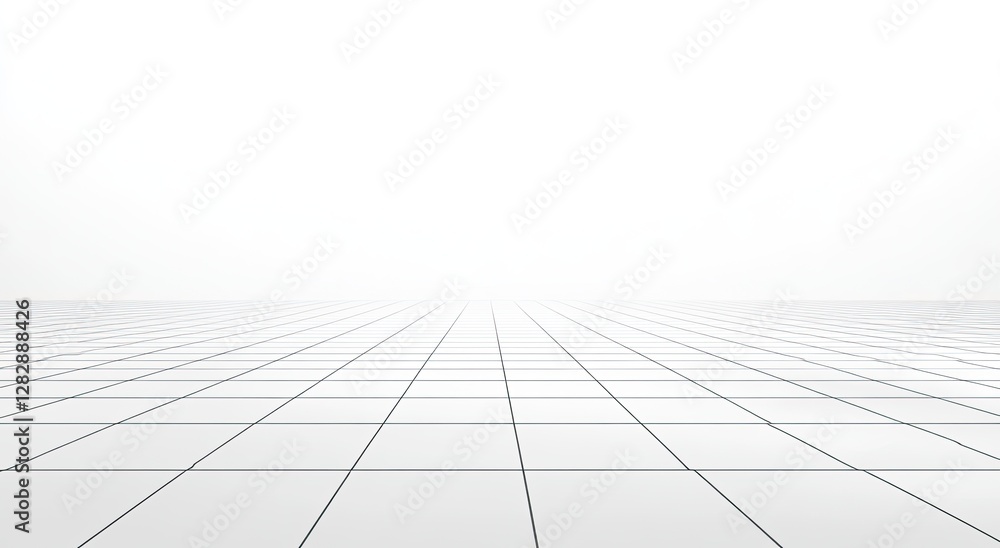 Fototapeta premium Empty perspective grid floor, minimalist background, architectural design