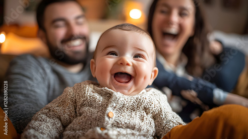 Joyful Laughter and Pure Happiness in a Cozy Home Setting