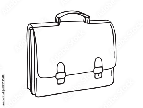 briefcase doodle hand drawn icon. Outline drawing briefcase line clipart symbol