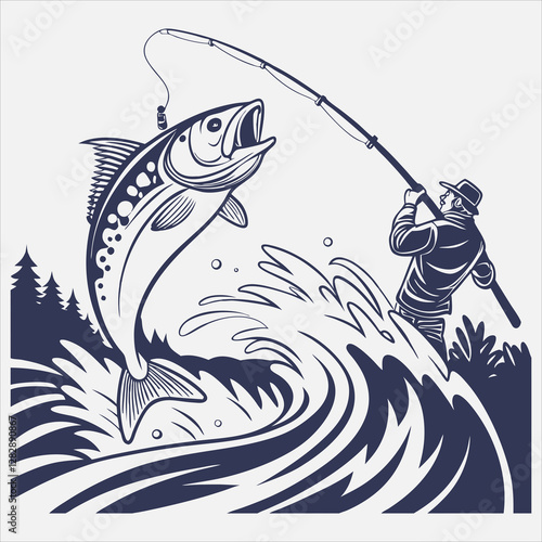 Fishing Logo Vector and T-Shirt Design – High-Quality Editable Files