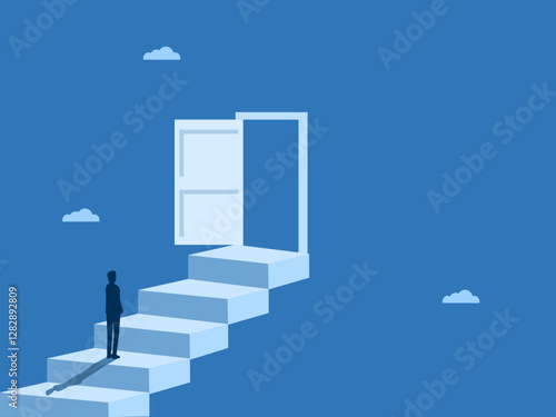 Inspiration.Businessman Goes to the Open Door