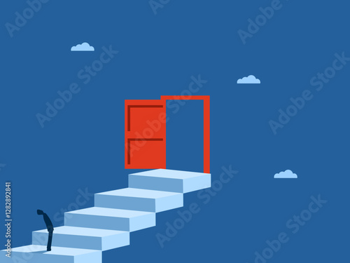 Start of a Business Career.Businessman Goes to the Open Door