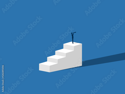 man standing on the top step searching for new opportunities.