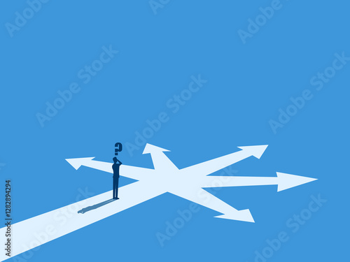 Choose a career ,Businessman standing at a crossroads following the arrows