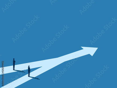 Inspiration, Two businessmen walk different business paths but have the same destination