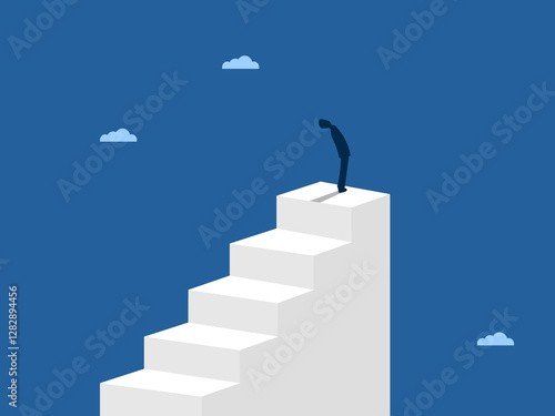 Increased growth. Businessman standing on the top of the ladder