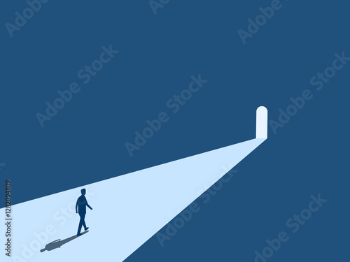 Career Opportunity, Find New Way, Businessman Walking To The Door