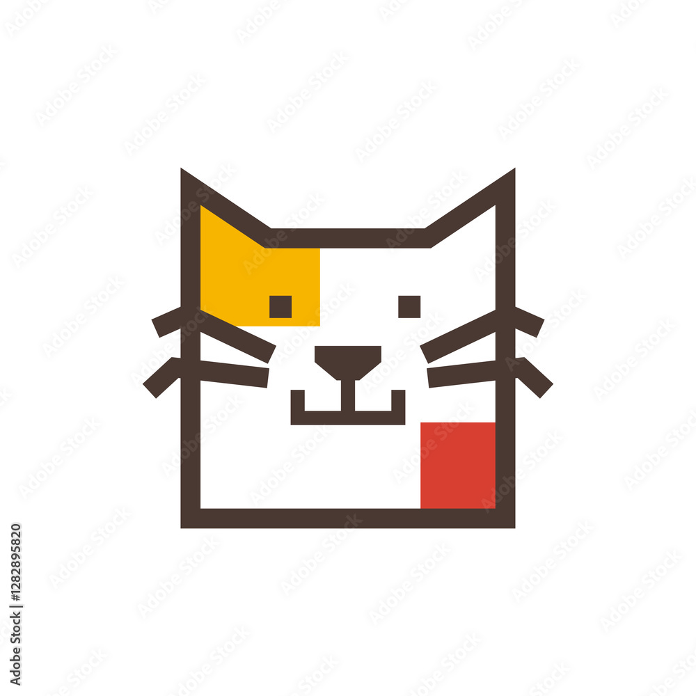square head cat logo design vector illustration template square head cat logo design vector illustration template