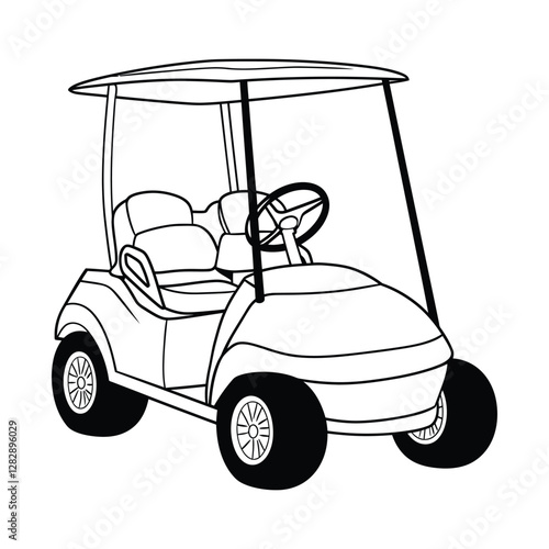 golf cart line art coloring page vector illustration