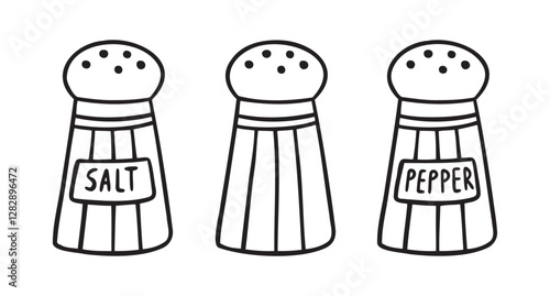  jar for salt or pepper. salt shaker and pepper shaker doodle hand drawn icon. Outline drawing jar for salt or pepper line clipart symbol