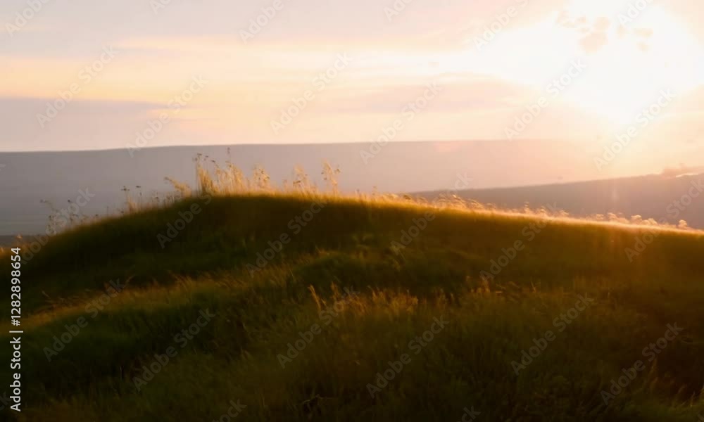 Serene Hilltop View in Slow Motion at Dawn