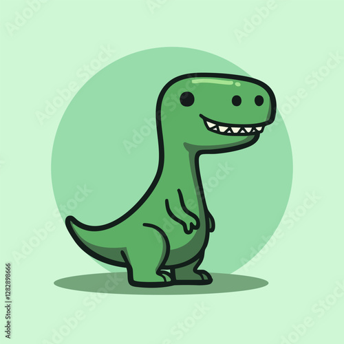 Adorable Green Cartoon Dinosaur with a Wide Smile