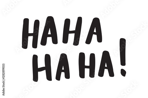 Ha ha ha ha doodle hand drawn text. Sticker for social media content. sound of laughter words