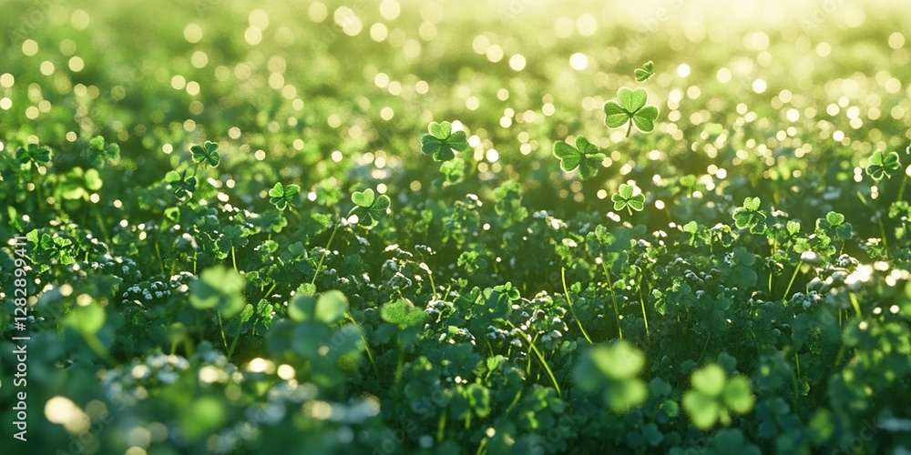 Vibrant Green Clover Field: Nature's Beauty in Lush Foliage, Sunlight Dappled Meadow, Tranquil Scene, Serene Atmosphere, Botanical Wonders Vibrant Green Clover Field: Nature's Beauty in Lush Foliage, Sunlight Dappled Meadow, Tranquil Scene, Serene Atmosphere, Botanical Wonders