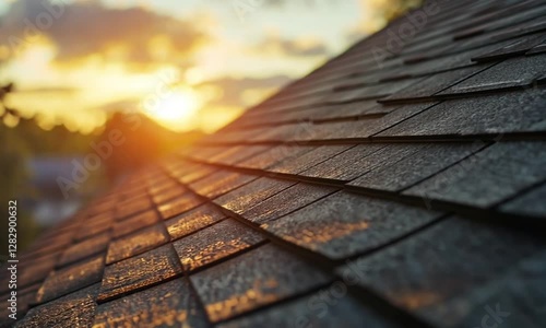 Sunset Roof: Golden Hour on Shingles
