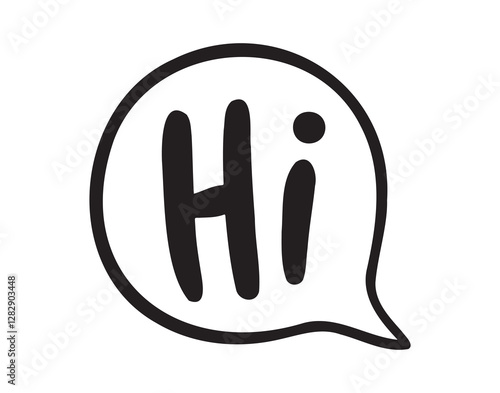 Hi speech bubble sticker for social media content. Hi text comic style poster, t shirt print, post card, video blog cover
