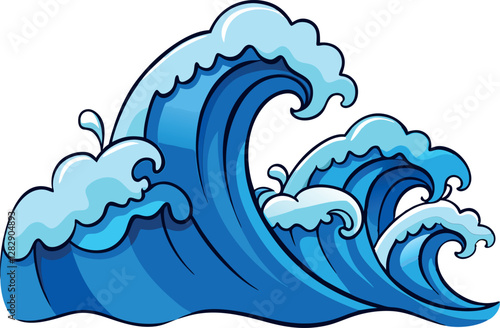 Serene and Bold Minimalist Cartoon Ocean Waves – High-Quality Colorful Vector Design Illustration for Seaside, Beach, and Nature-Themed Art