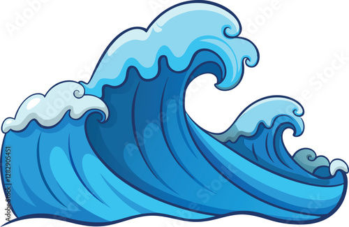 Serene and Bold Minimalist Cartoon Ocean Waves – High-Quality Colorful Vector Design Illustration for Seaside, Beach, and Nature-Themed Art