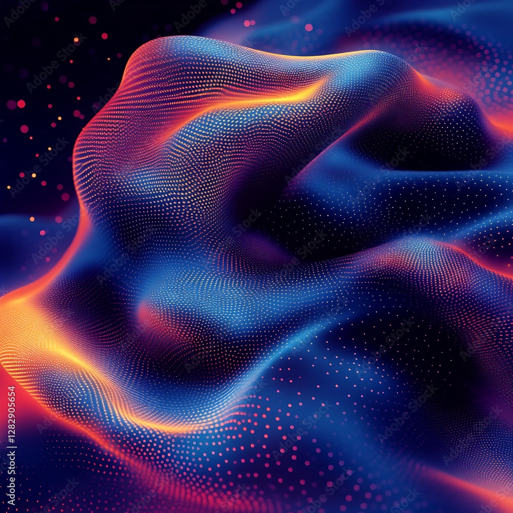 Fototapeta premium Abstract 3D Wavy Surface with Dotted Gradient