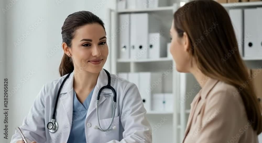 a female doctor is engaged in a consultation with a patient a female doctor is engaged in a consultation with a patient