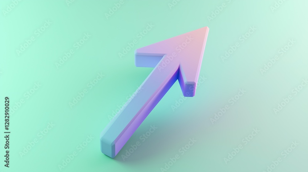 Pastel Colored 3D Arrow Pointing Upward on a Mint Green Background Modern Minimalist Design Graphic Element Pastel Colored 3D Arrow Pointing Upward on a Mint Green Background Modern Minimalist Design Graphic Element