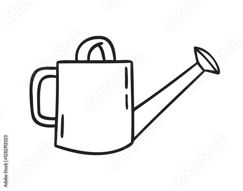 watering can doodle hand drawn icon. Outline drawing watering can line clipart symbol