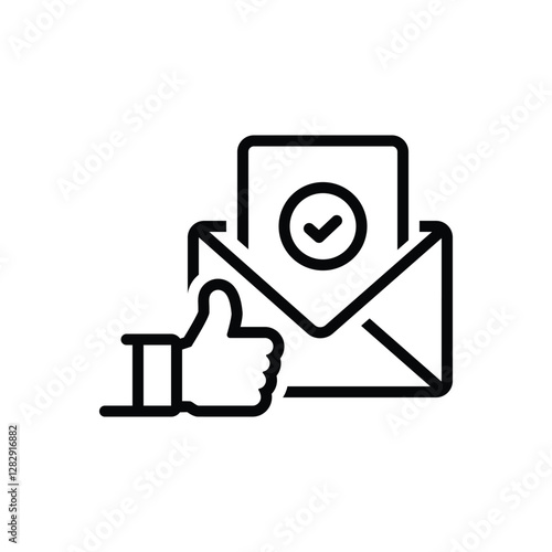 Black line icon for confirmation