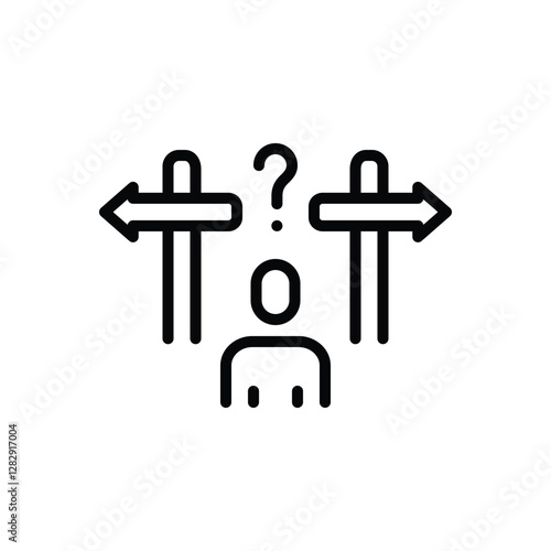 Black line icon for decision