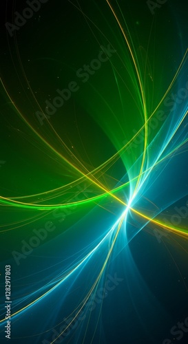 Vibrant luminescence crossing paths of verdant and cerulean shades