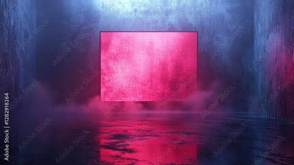Naklejka premium Striking red square illuminated in a dark room creating a bold and intriguing visual contrast that captivates the eye