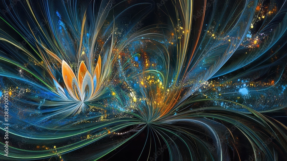Fototapeta premium Abstract Celestial Flower Cosmic Design