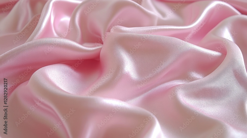 Fototapeta premium Pink silk fabric drapes, soft folds, texture, background, design