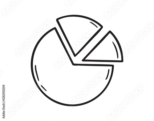 four sectional pie chart doodle hand drawn icon. Outline drawing sectional pie chart line clipart symbol