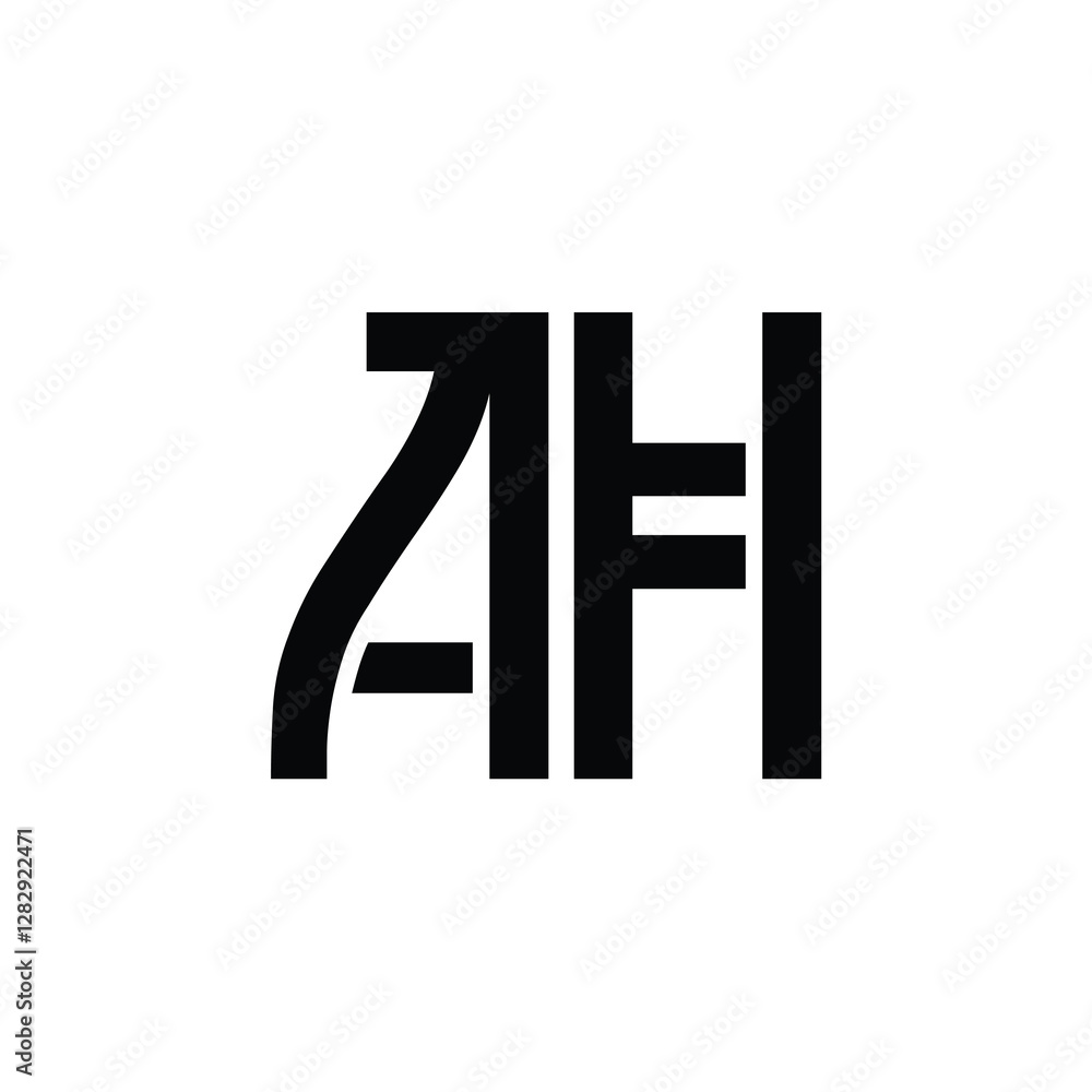 Obraz premium AH monogram logo design letter text name symbol monochrome logotype alphabet character simple logo
