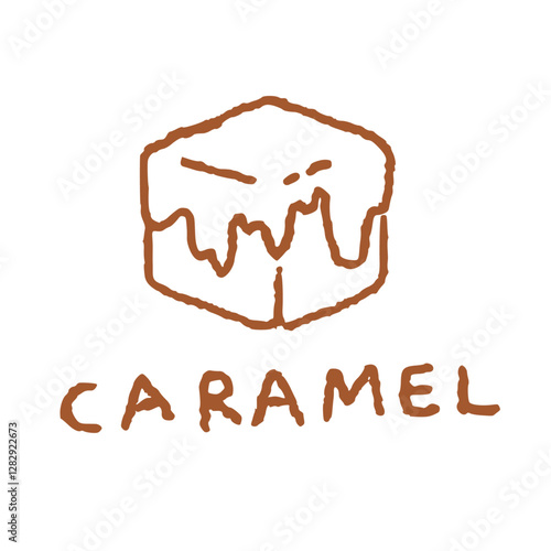 caramel flavor doodle icon, hand draw cute style illustration
