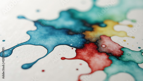 Watercolor paper texture with masking fluid or resist techniques, creating interesting negative space and patterns.