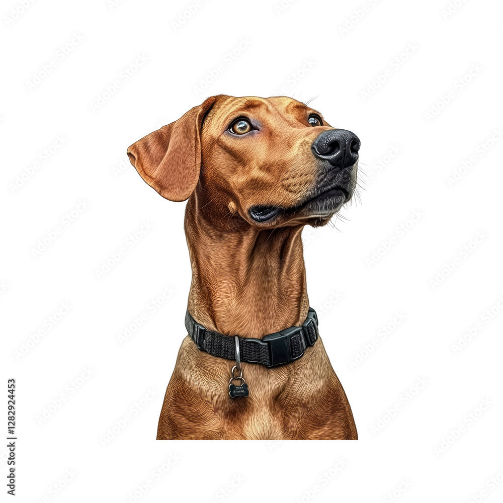 Majestic Rhodesian Ridgeback Dog Portrait Against transparent background