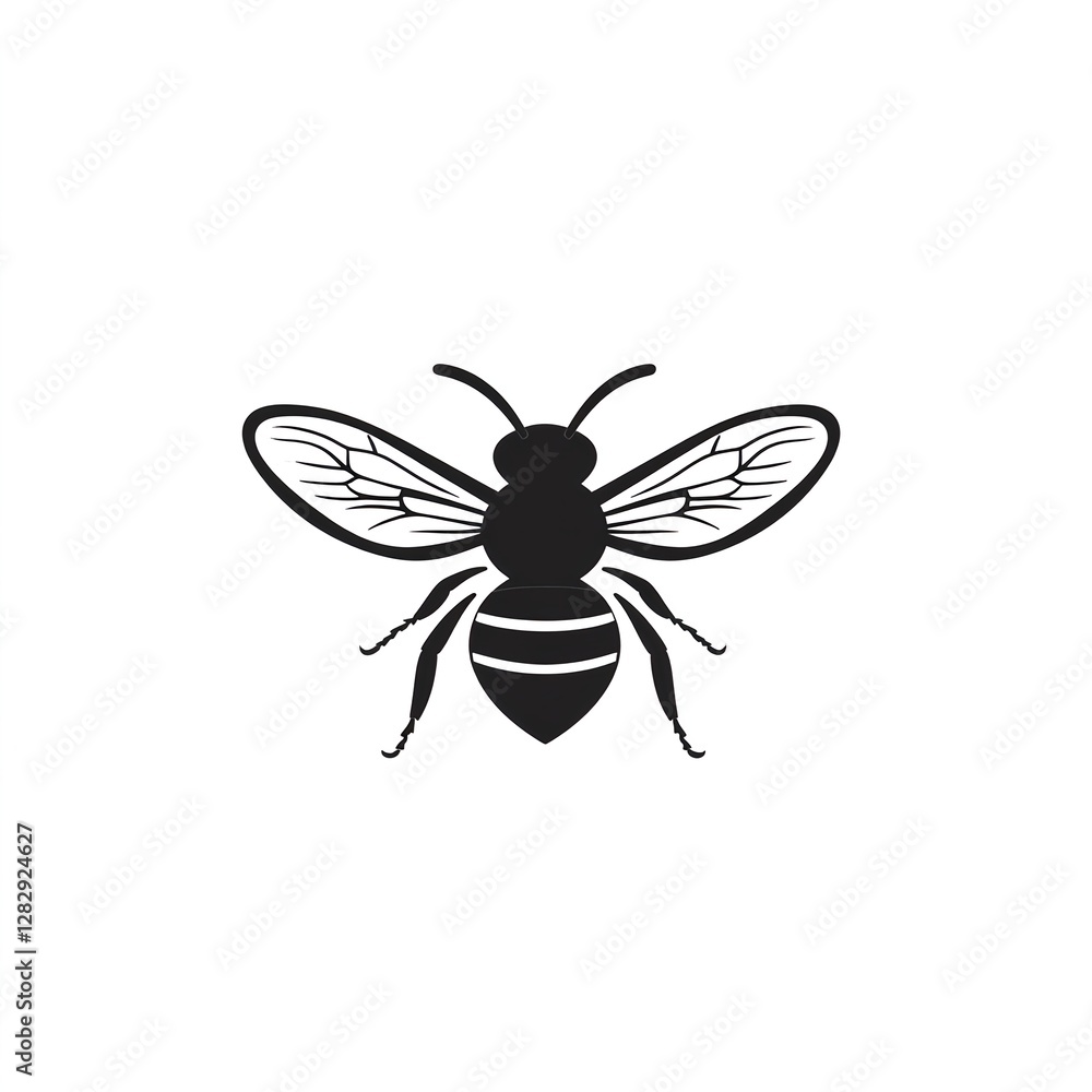 Fototapeta premium Elegant Black Bee: Minimalist Logo Design, Simple and Bold