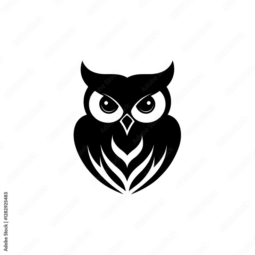 Obraz premium Majestic Black Owl: Minimalist Logo Design