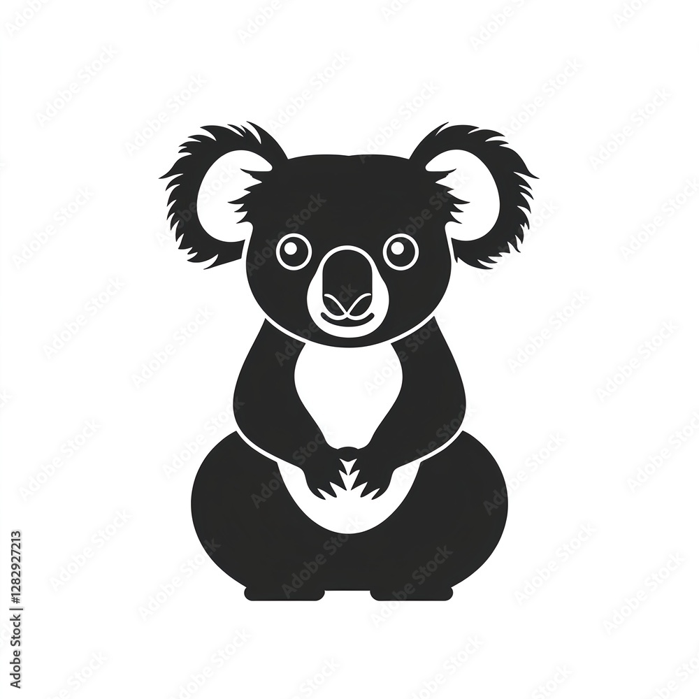 Obraz premium Adorable Koala: A Black Minimalist Logo Design
