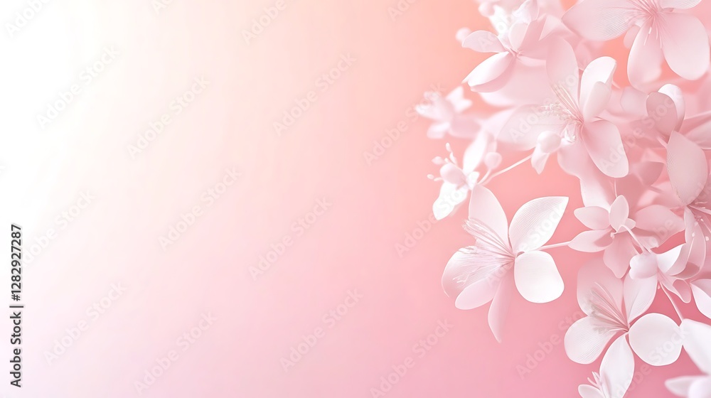 Obraz premium Delicate Pink Blossoms Softly Illuminate Pastel Background