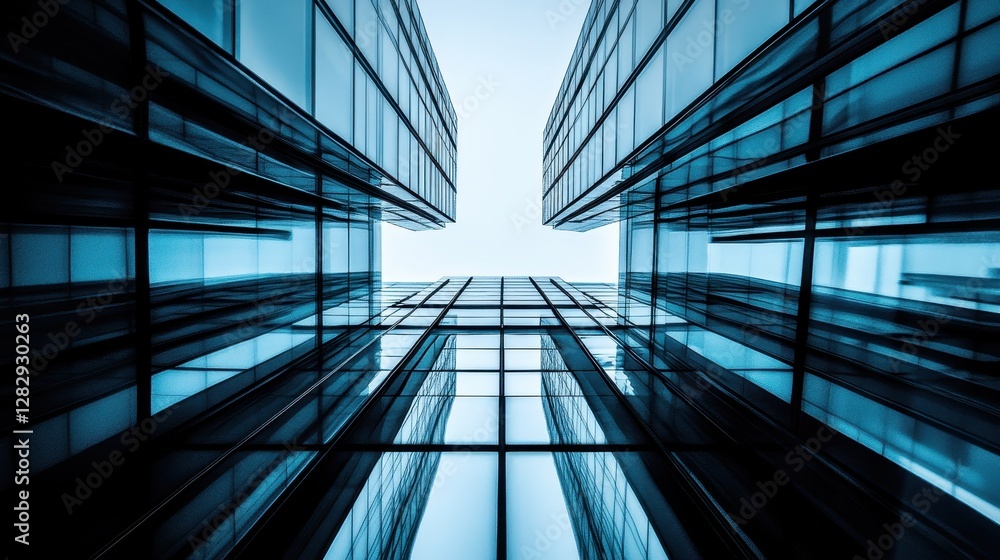 Modern Glass Skyscrapers Reaching Towards The Sky Modern Glass Skyscrapers Reaching Towards The Sky