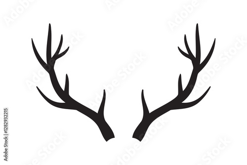 Deer horn silhouette vector illustration icon. Silhouette of reindeer Antler. Etching of buck stag part of skull. 