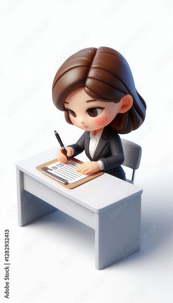 Office work scene featuring a businesswoman writing at desk modern workspace digital art Office work scene featuring a businesswoman writing at desk modern workspace digital art