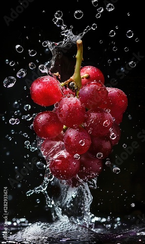 wallpaper of fresh grape from plant of various type on a plain color background Generate AI