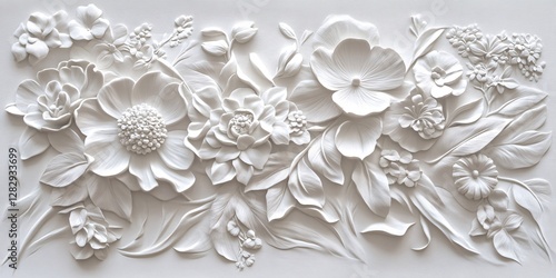 stunning white floral relief art for elegant decor