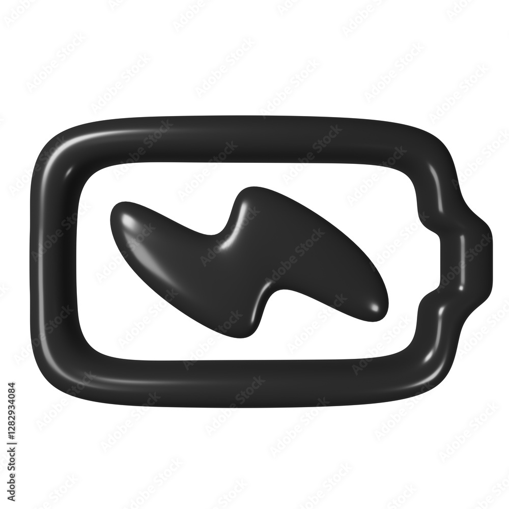 3D Outline Battery Icon with Lightning Bolt for Fast Charging and Technology 3D Outline Battery Icon with Lightning Bolt for Fast Charging and Technology