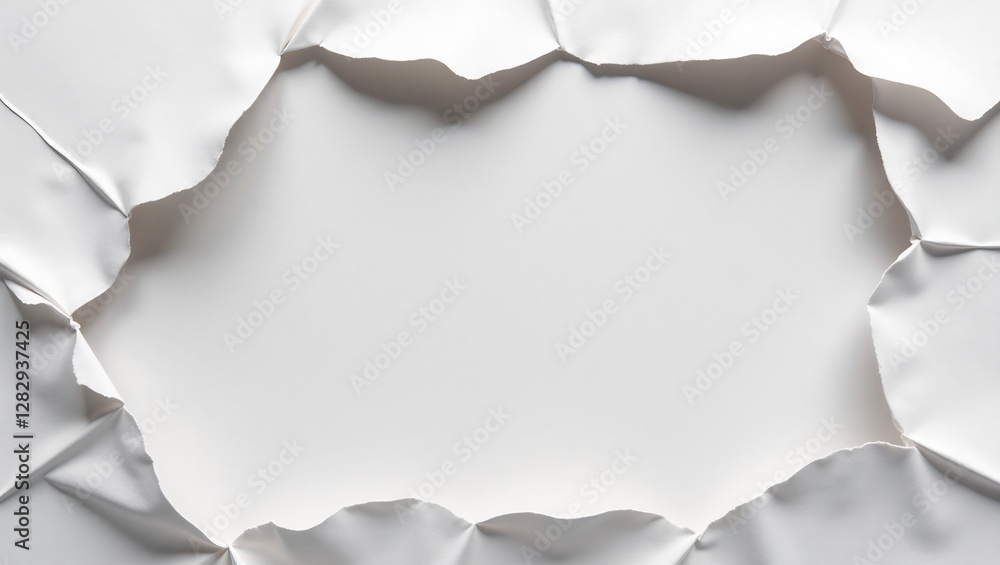 Fototapeta premium Torn paper arranged to create a frame or border around a central space, drawing attention to a specific area.